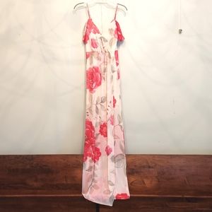 Sheer Floral Dress with Drop Sleeve Detail